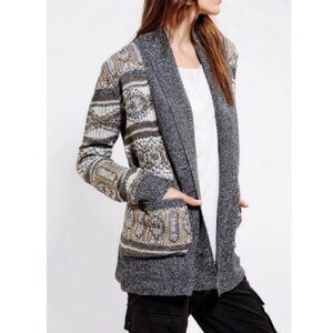 Jack by BB Dakota Aztec Tribal Open Front Knit Cardigan Sweater Medium